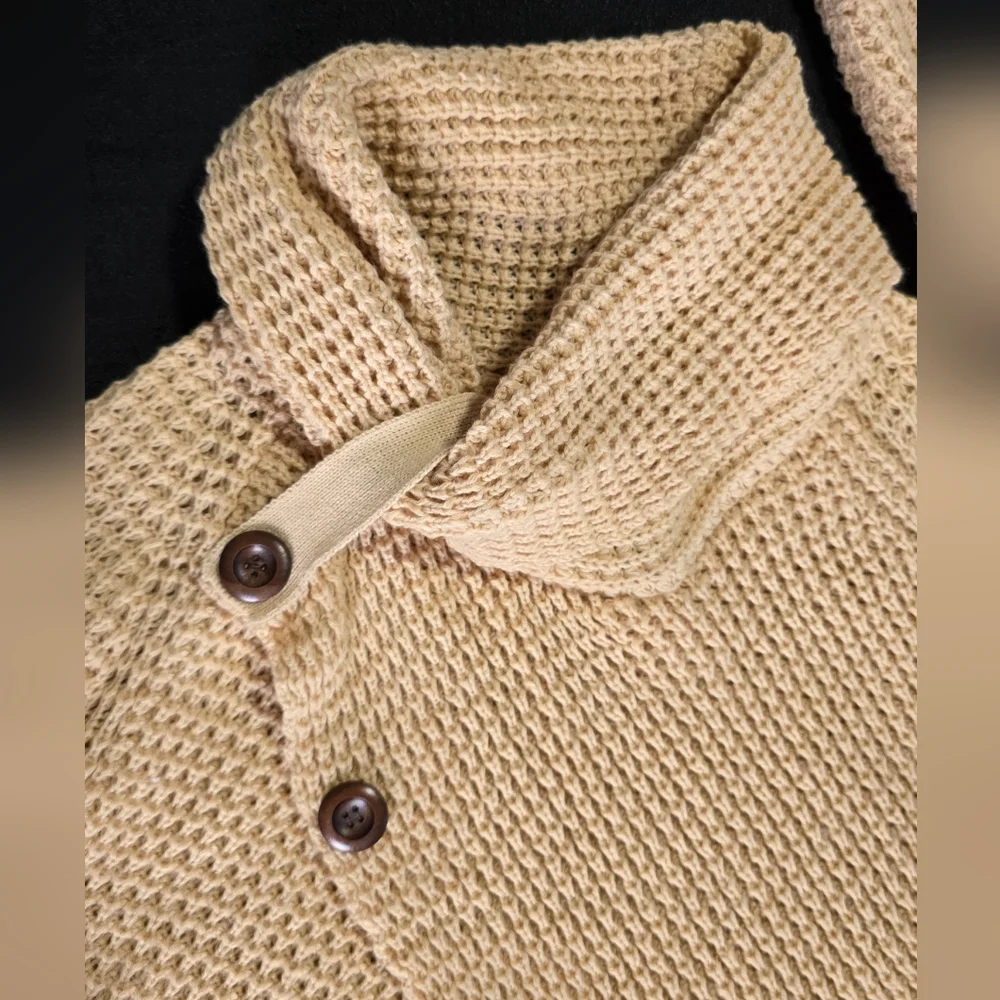 Elegant Tan Asymmetrical Buttoned Sweater